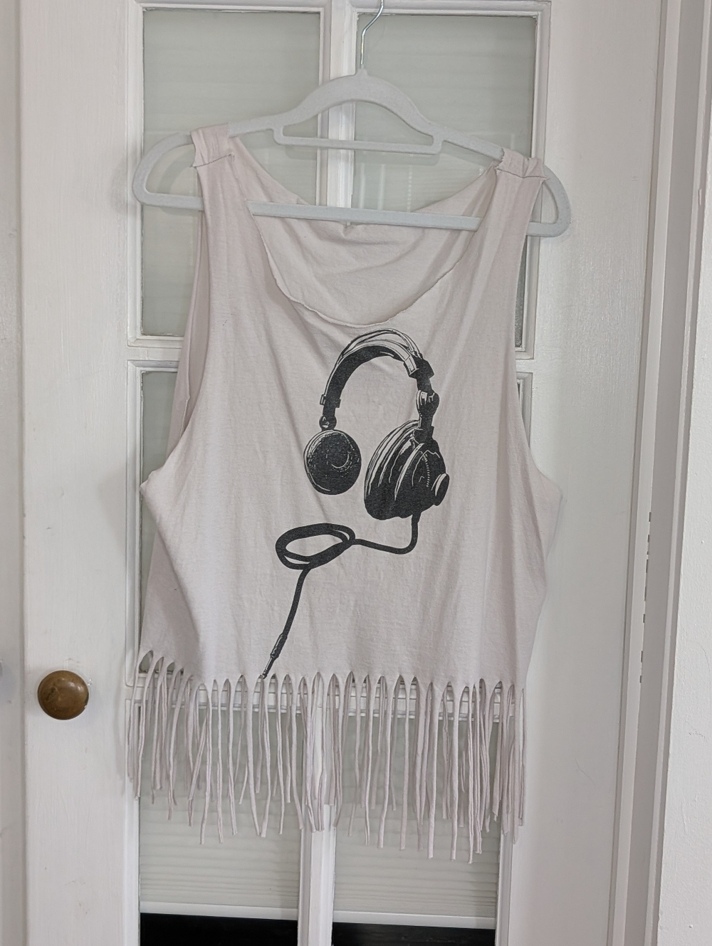 Headphones Fringe Crop Top Size Large